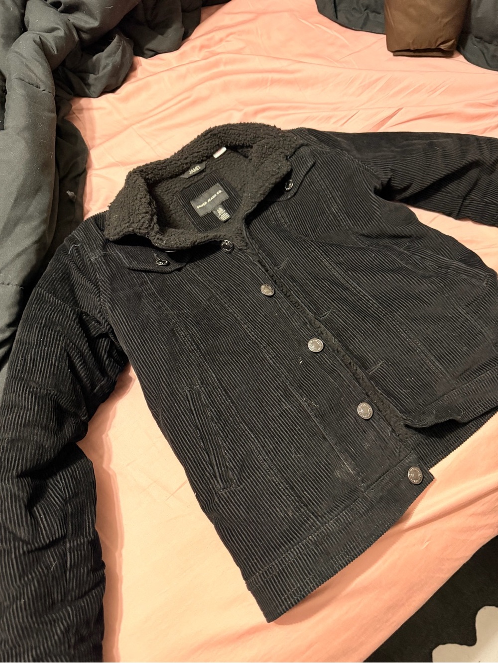 Silver Jeans Black Corduroy Sherpa Jacket